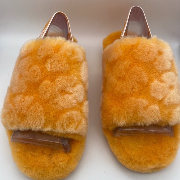 UGG "Fluff Yeah" Slides California Poppy/Orange - Picture 2 of 2